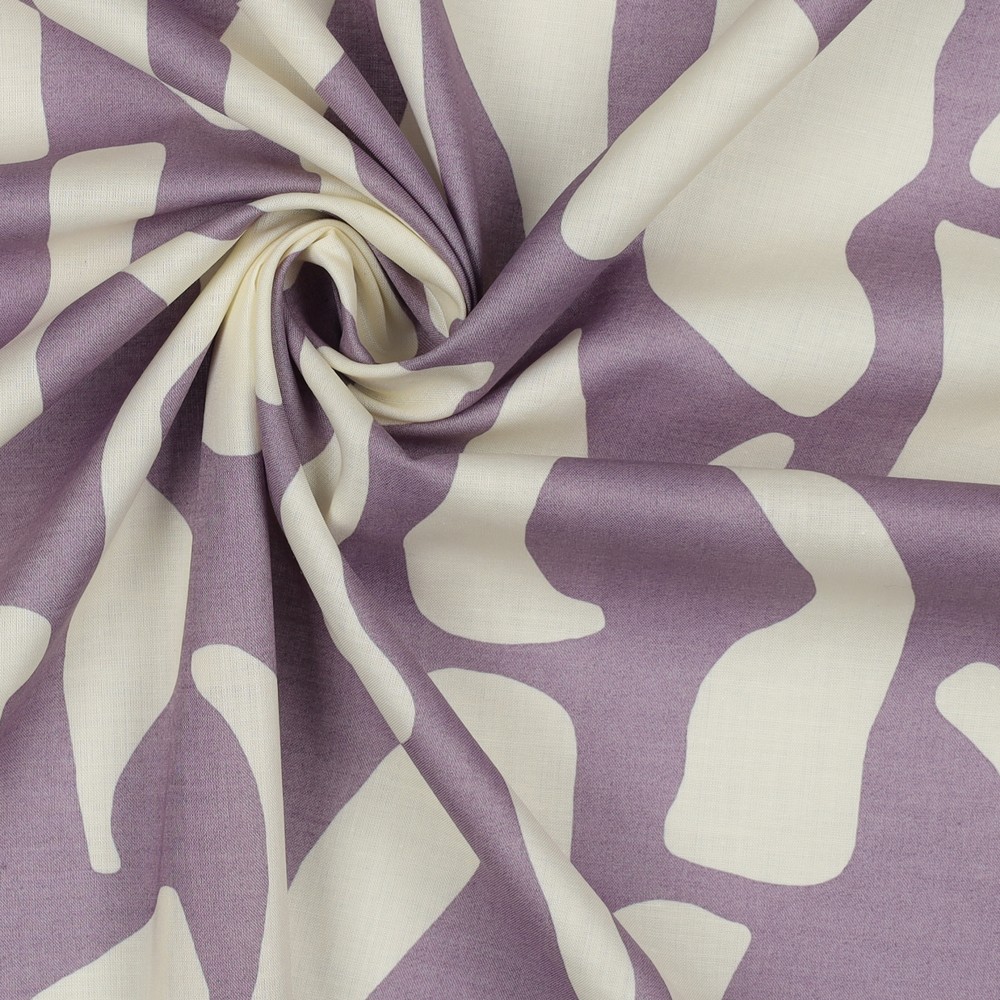 Katoen voile abstract - Paars