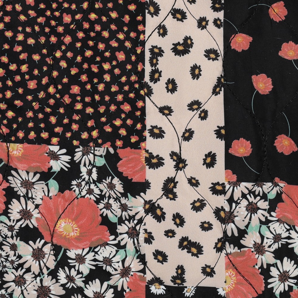 Doorgestikte stof met bloemen - Mulicolor - Afbeelding 2