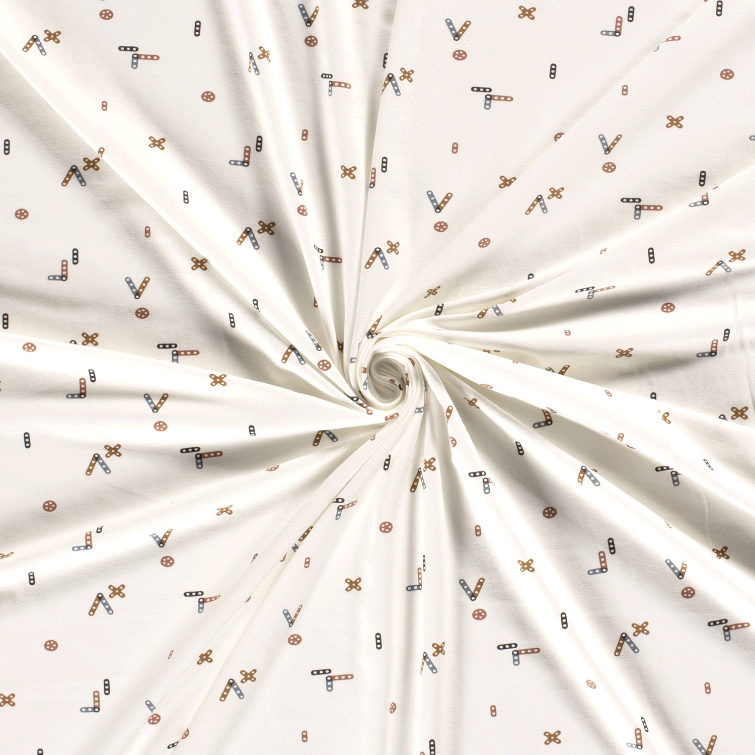 Katoen jersey bedrukt met speelgoed, gebroken wit