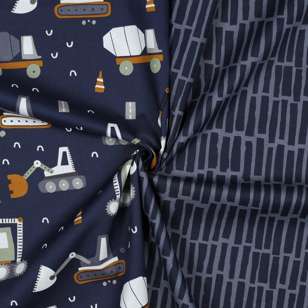 Popeline met auto's- Donker blauw - Afbeelding 3