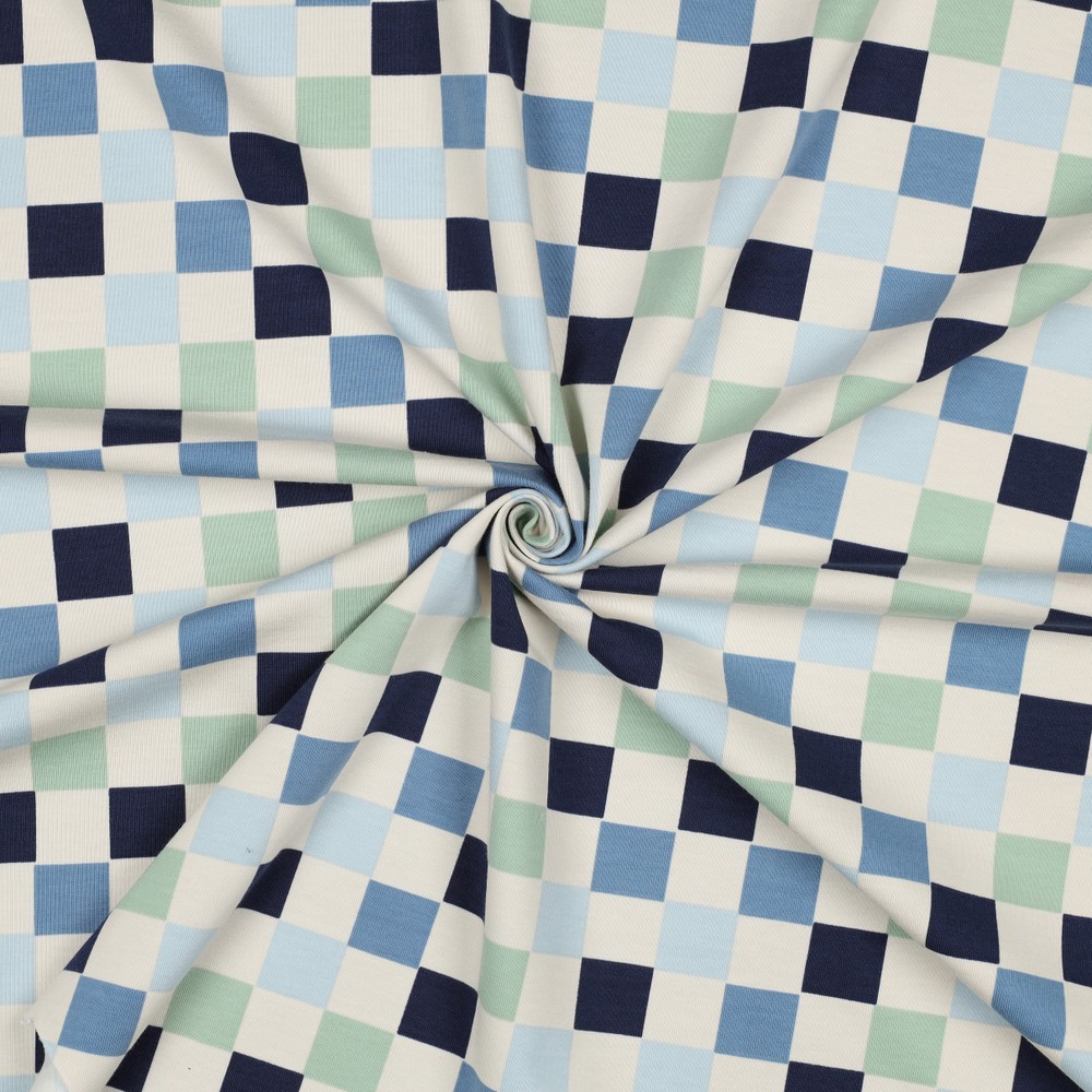 Cotton jersey whales - blauw/groen