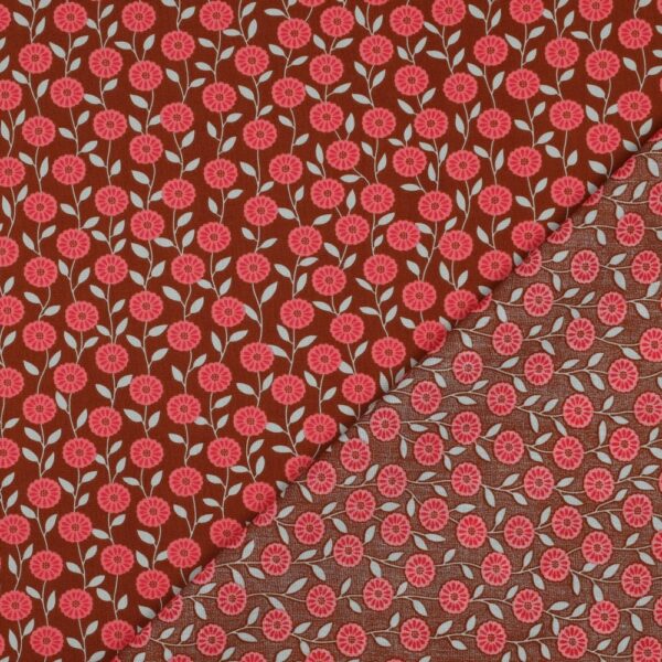 Fine poplin flowers & checks - karamel - Afbeelding 4