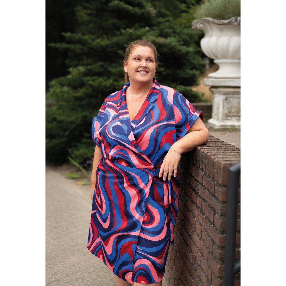 Cotton satin abstract - Navy - Afbeelding 4