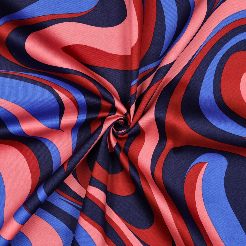 Cotton satin abstract - Navy