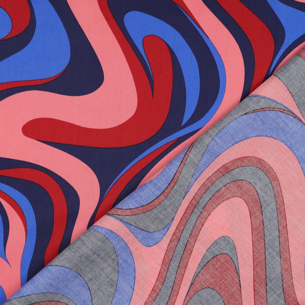Cotton satin abstract - Navy - Afbeelding 5