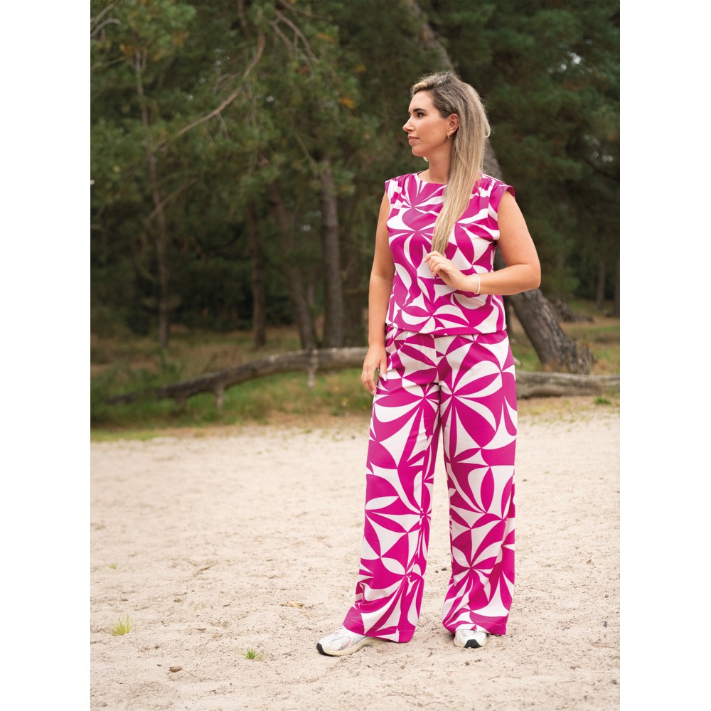 Magnolia stretch geometric - Fuchsia - Afbeelding 5