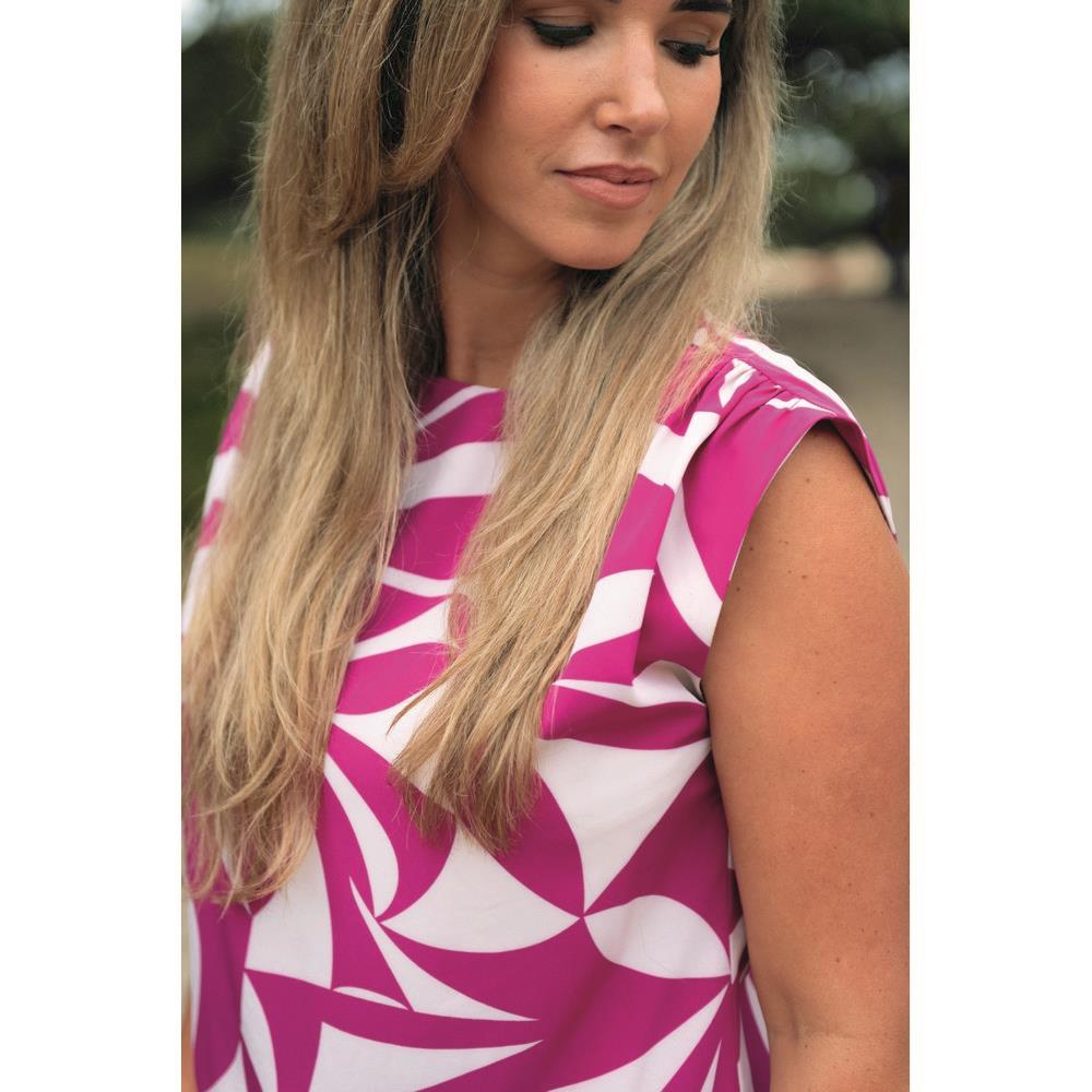 Magnolia stretch geometric - Fuchsia - Afbeelding 4