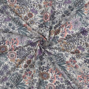 Fine popeline Digital flowers - Off white