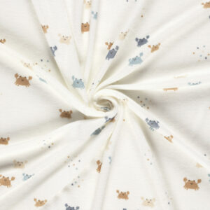 Badstof met stretch krabben print - Gebroken wit