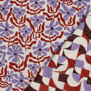 Double gauze gewatteerde met bloemen print