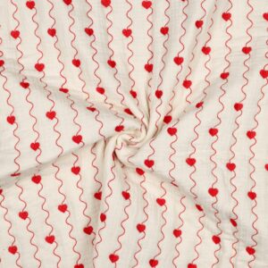 Double gauze gewatteerde met Hartjes print