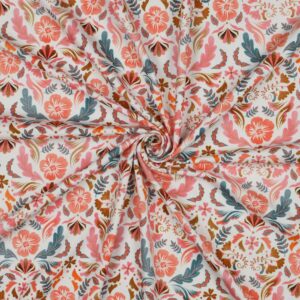 katoen jersey digitale bloemen print - Gebroken wit