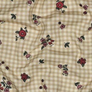 katoen jersey natural flowers - Sage
